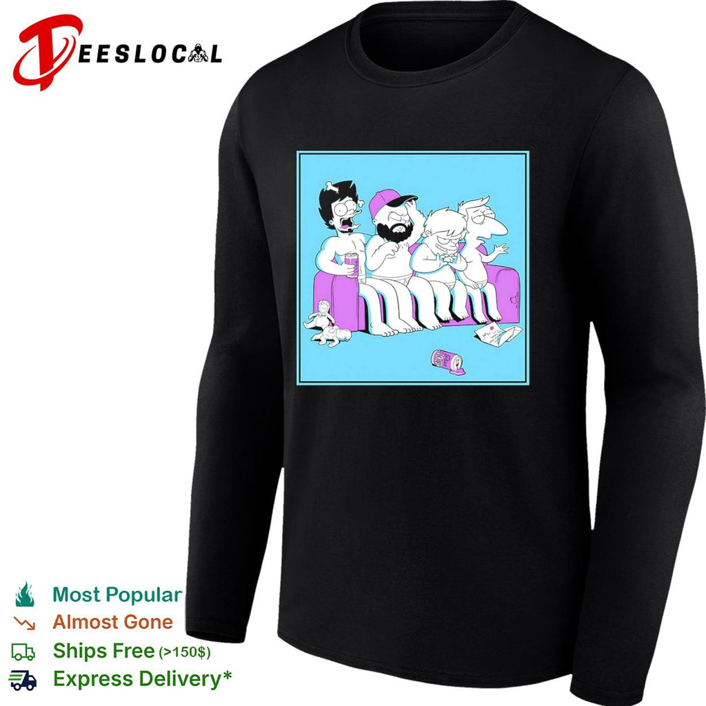 The Simpsons cartoon characters couch shirt