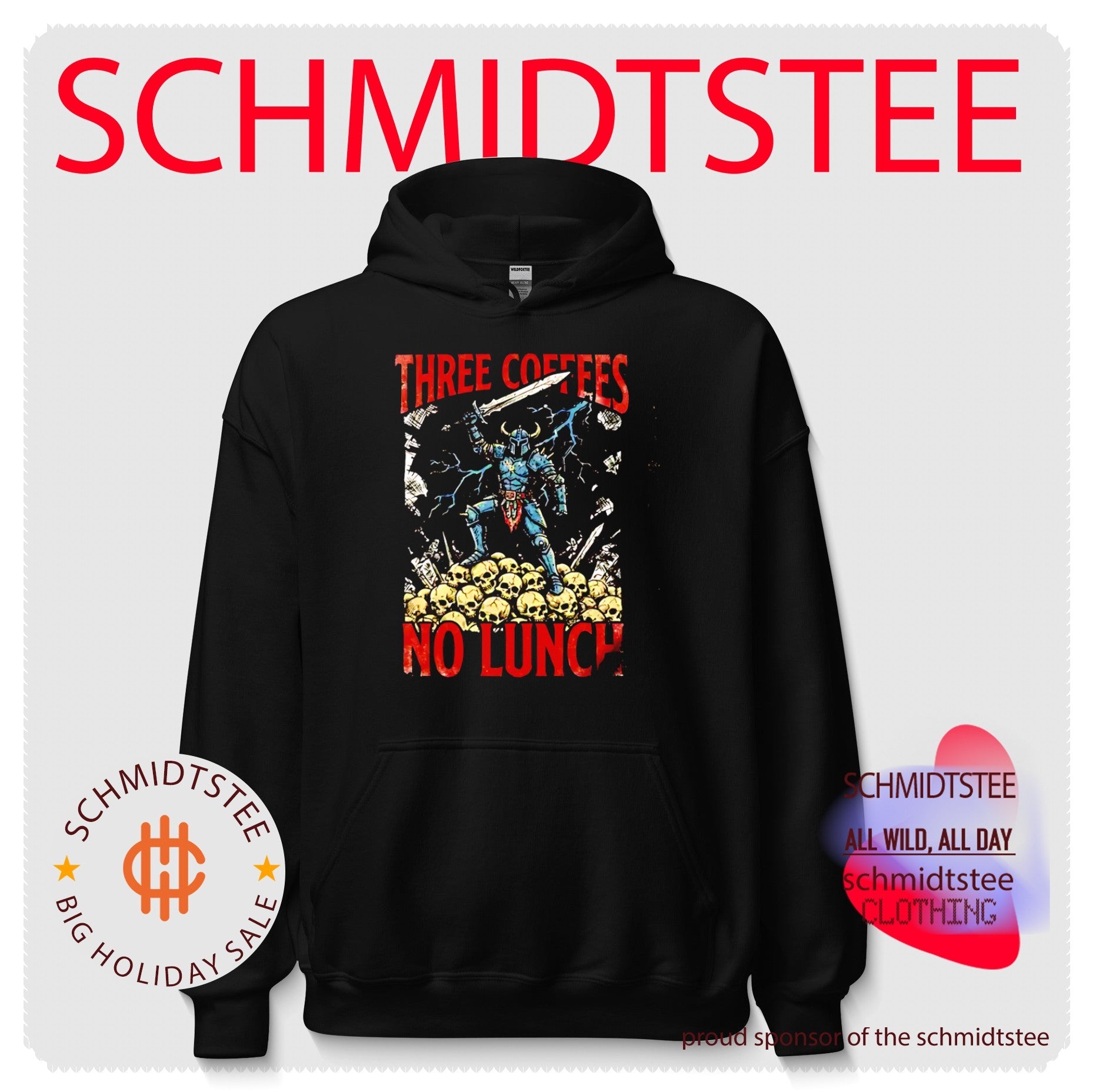 Three Coffees No Lunch caffeine addict warrior shirt