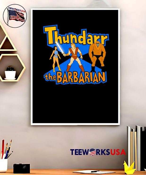 Thundarr and Princess Ariel with Ookla the Mok Fighting Thundarr the Barbarian Shirt