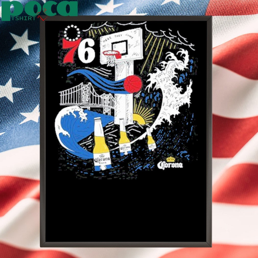 Heavyslime Philadelphia 76Ers Corona Extra Beer Here They Come Shirt