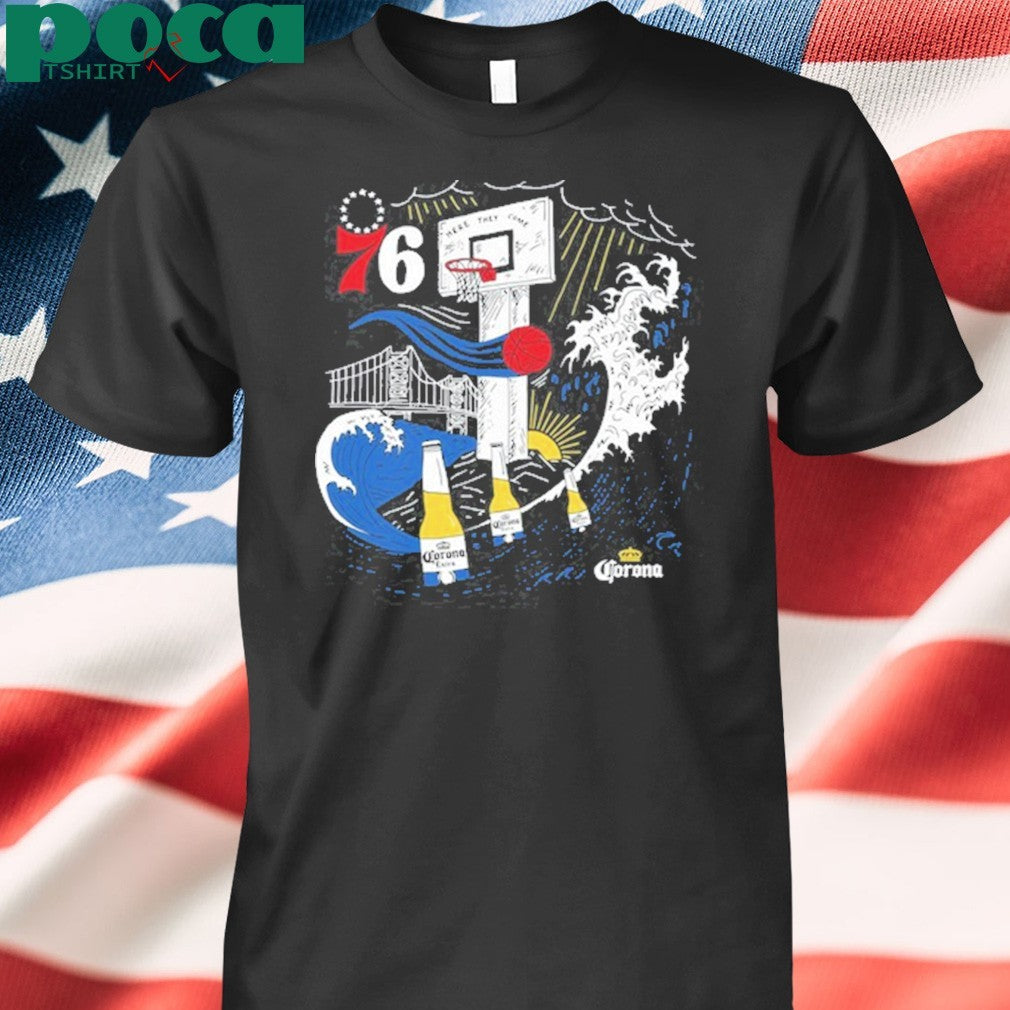 Heavyslime Philadelphia 76Ers Corona Extra Beer Here They Come Shirt