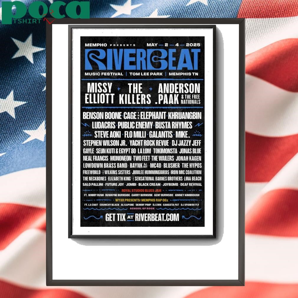 Tour Poster RiverBeat Music Festival In Memphis TN On May 2-4 2025 shirt