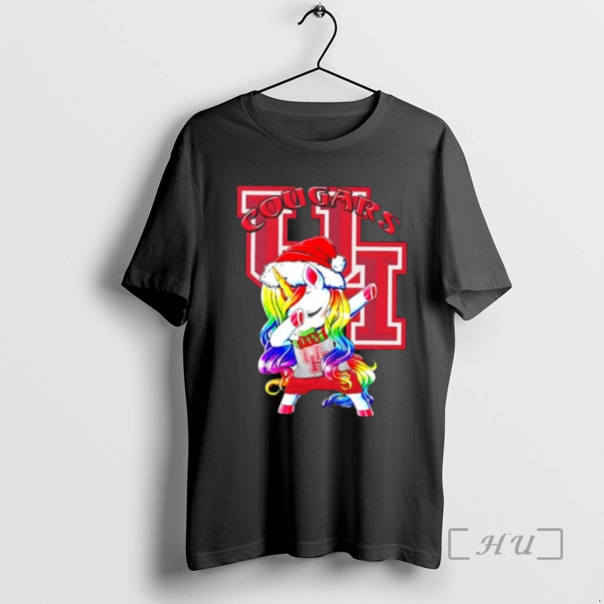 Trending Houston Cougars Football X Unicorn Santa Hat Dabbing Merry Christmas Premium T Shirt Sweater