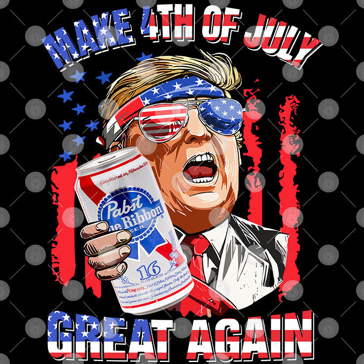 Trump Pabst Blue Ribbon Make 4th Of July Great Again Shirt