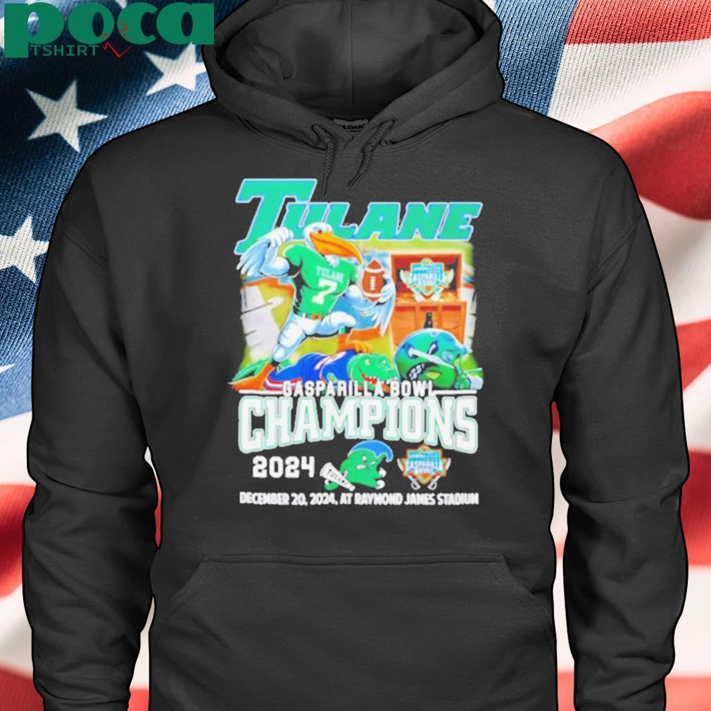 Tulane Green Wave 2024 Gasparilla Bowl Champions 2024 mascot shirt