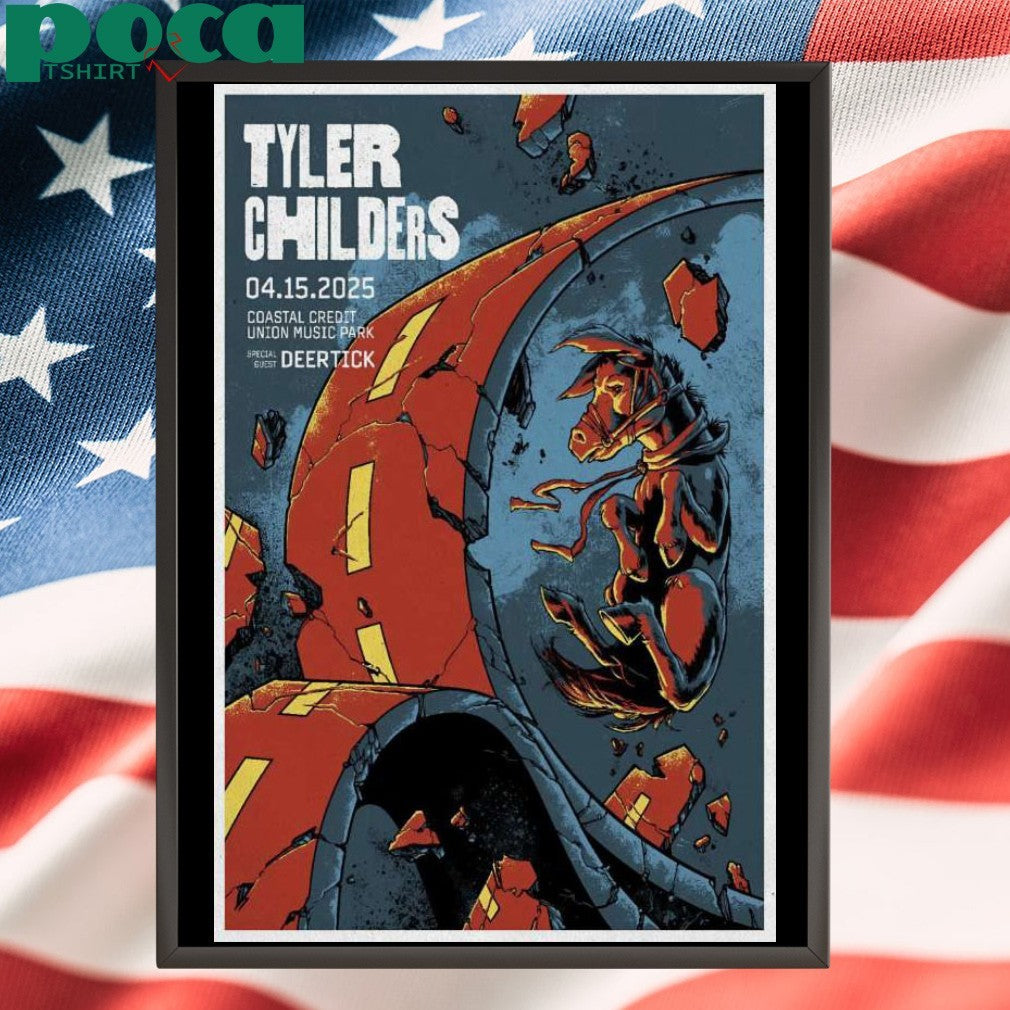 Tyler Childers At Coastal Credit Union Music Park On April 23, 2025 Show Poster shirt