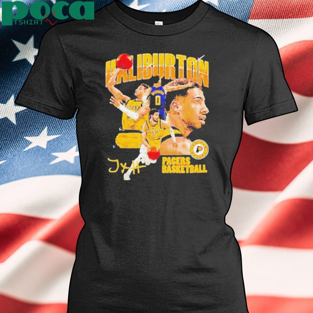Tyrese Haliburton Indiana Pacers basketball signature collage shirt