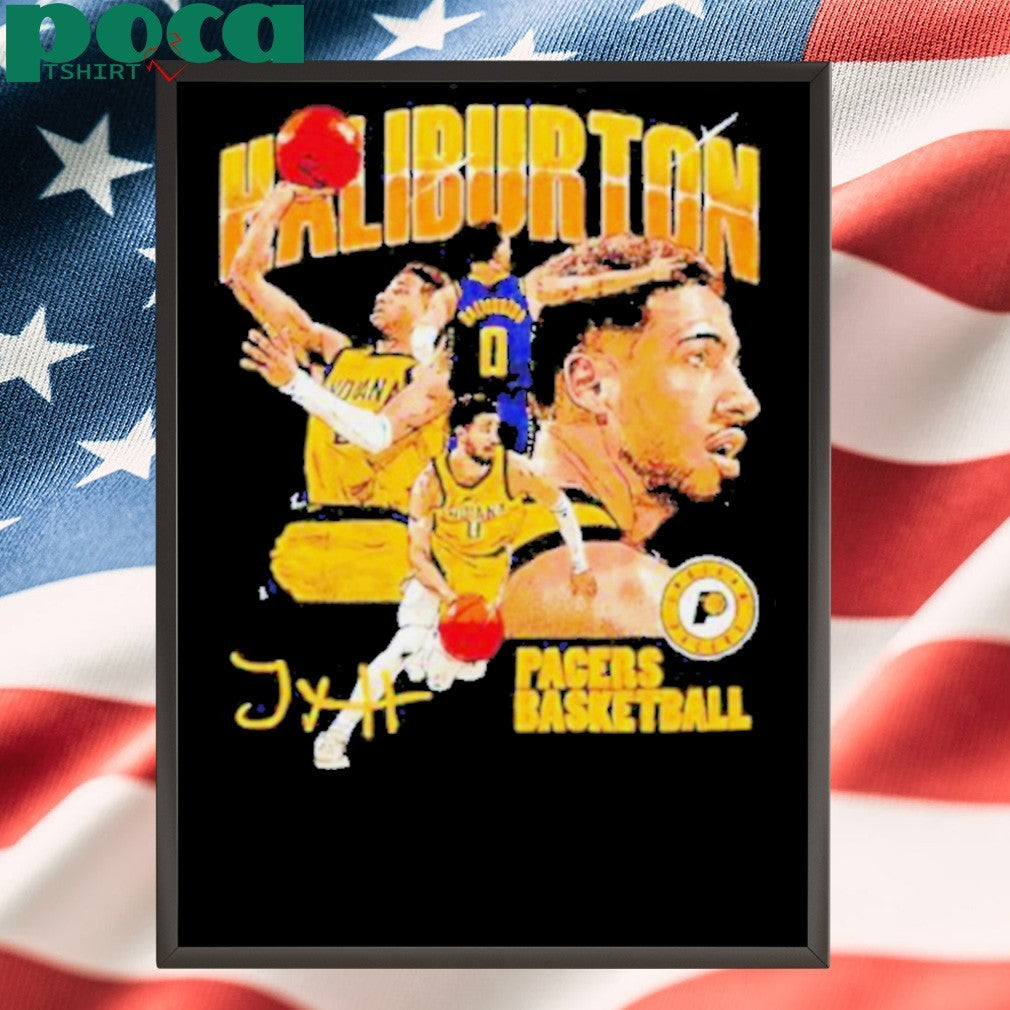 Tyrese Haliburton Indiana Pacers basketball signature collage shirt