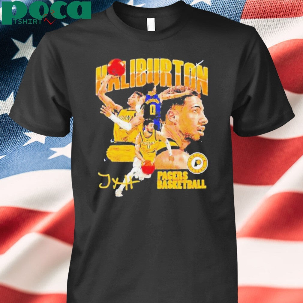 Tyrese Haliburton Indiana Pacers basketball signature collage shirt
