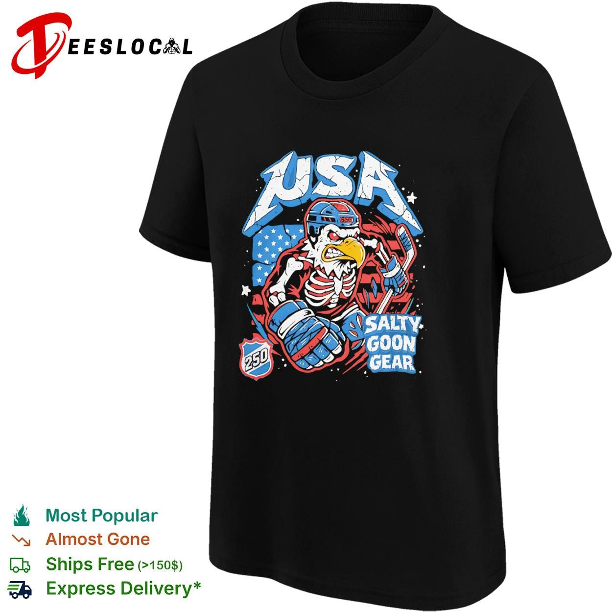USA skeleton eagle 250 salty goon gear shirt