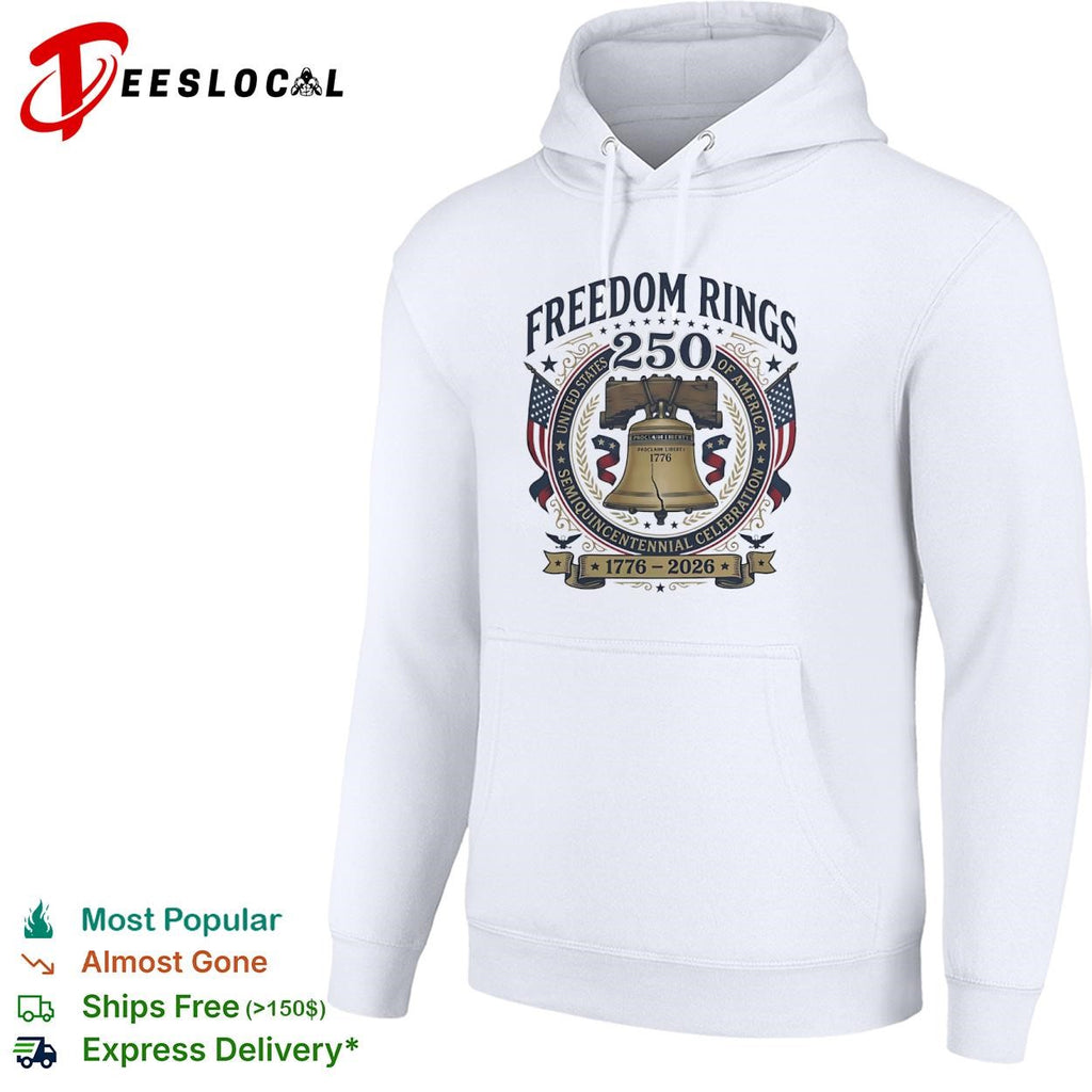 United States of America freedom rings 250 semiquincentennial celebration 1776 2026 liberty bell shirt