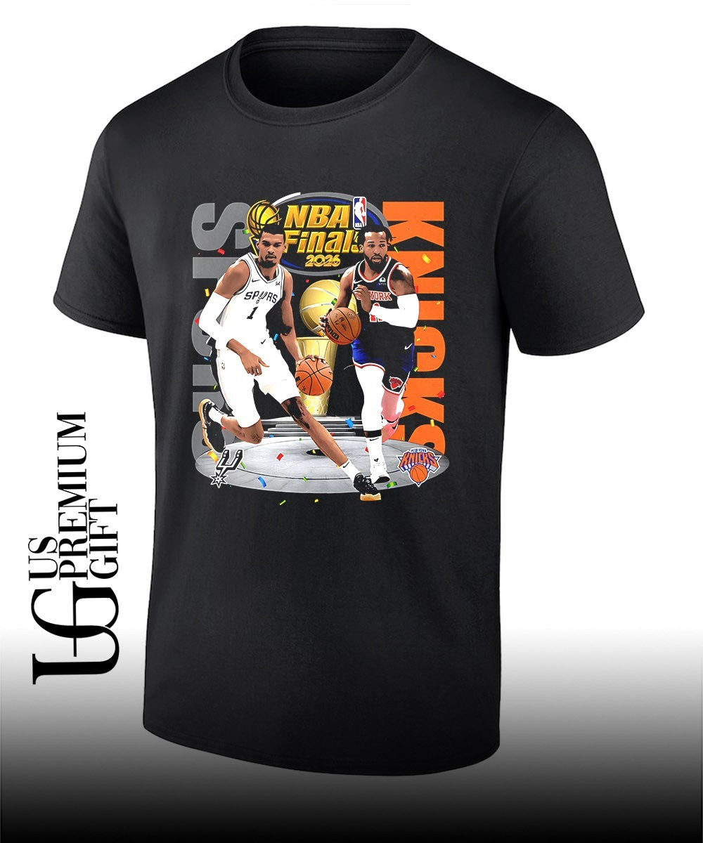 Victor Wembanyama Spurs vs Jalen Brunson Knicks NBA Finals 2026 trophy shirt