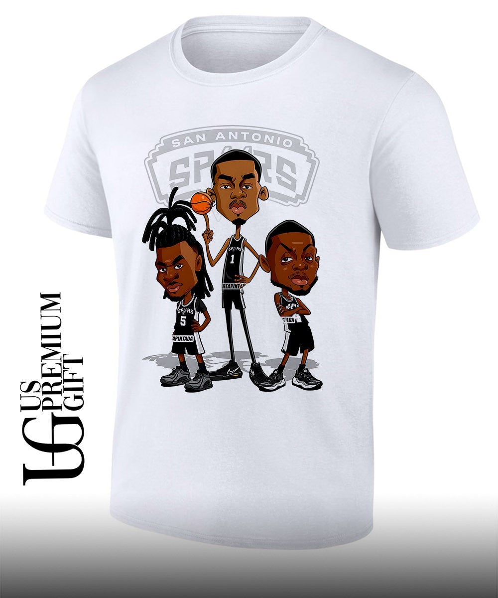 Victor Wembanyama Stephon Castle and De’Aaron Fox San Antonio Spurs NBA caricature shirt