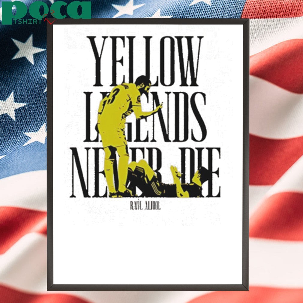 Villarreal CF Yellow legends never die Raúl Albiol silhouette shirt