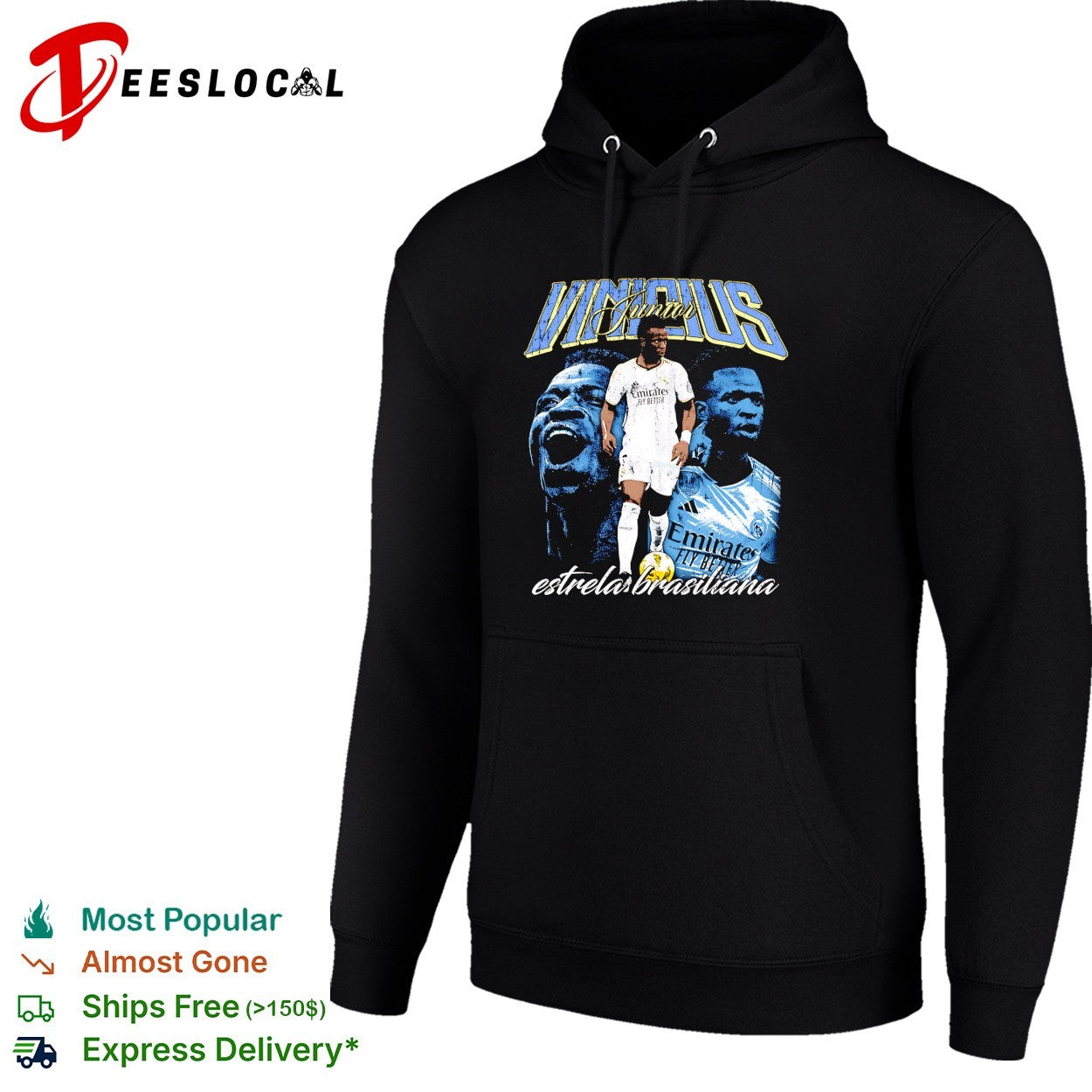 Vinicius Junior Real Madrid estrela brasileira portrait shirt