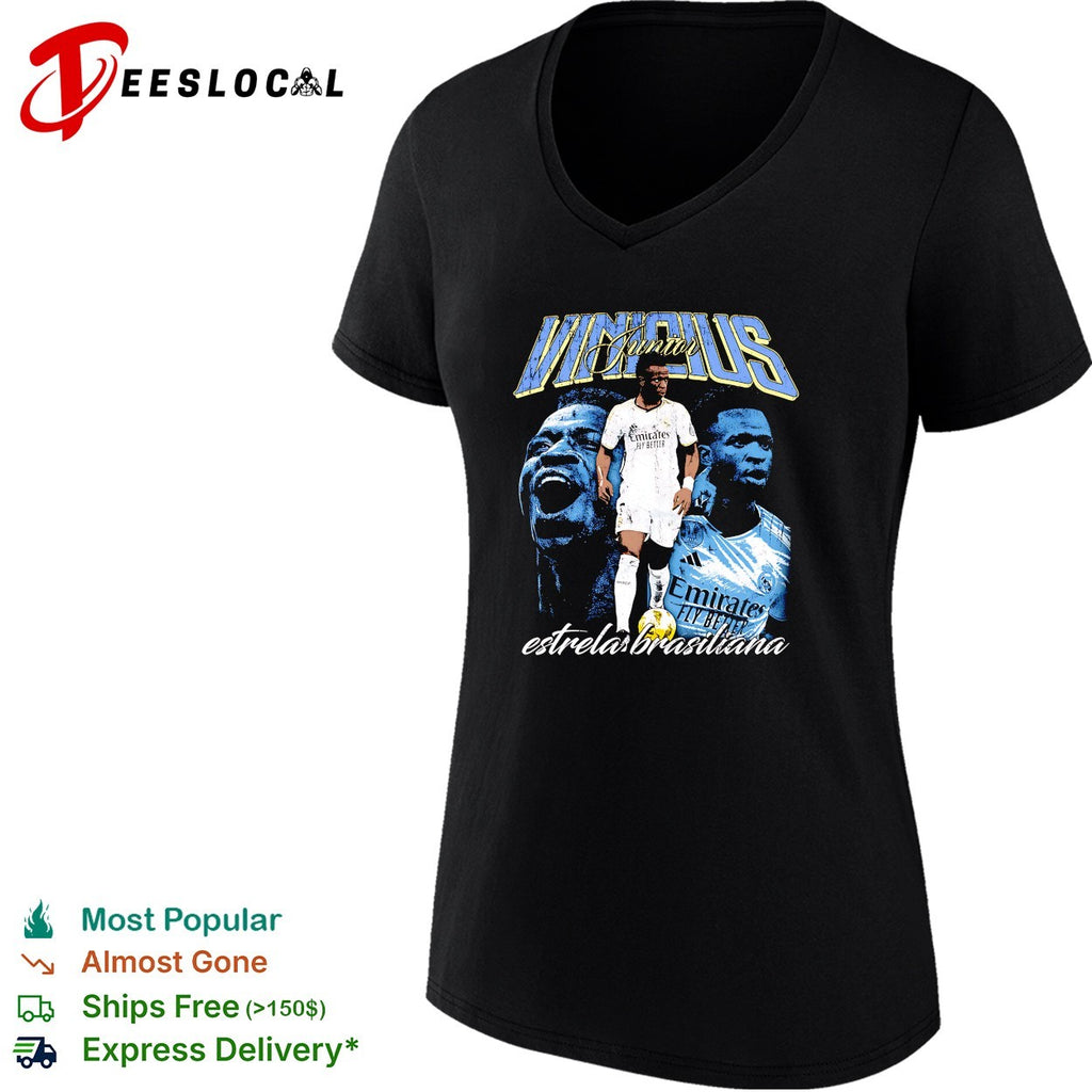 Vinicius Junior Real Madrid estrela brasileira portrait shirt