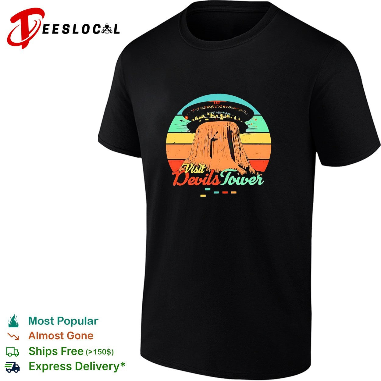 Visit Devils Tower UFO retro shirt