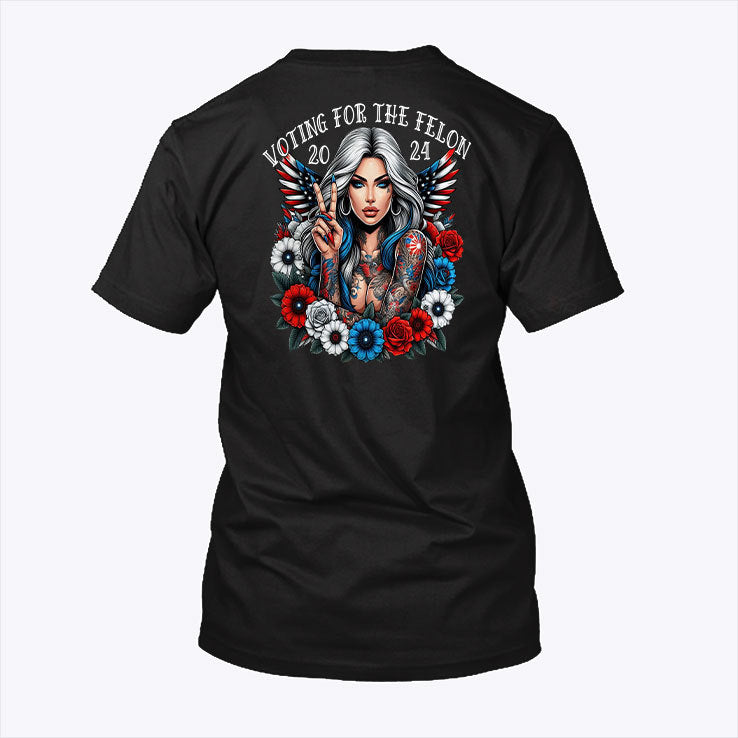 Voting For The Felon Trump 2024 Tattooed Woman Shirt