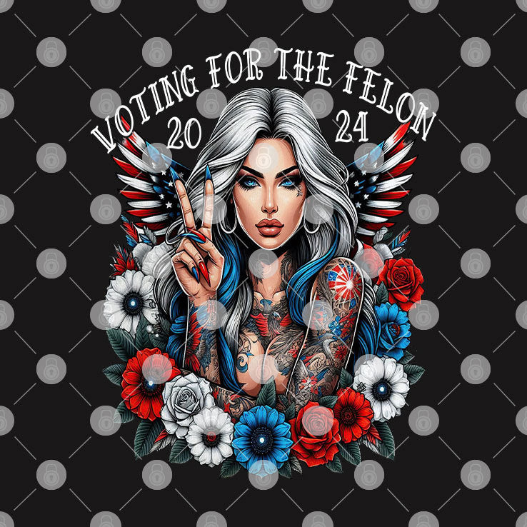 Voting For The Felon Trump 2024 Tattooed Woman Shirt