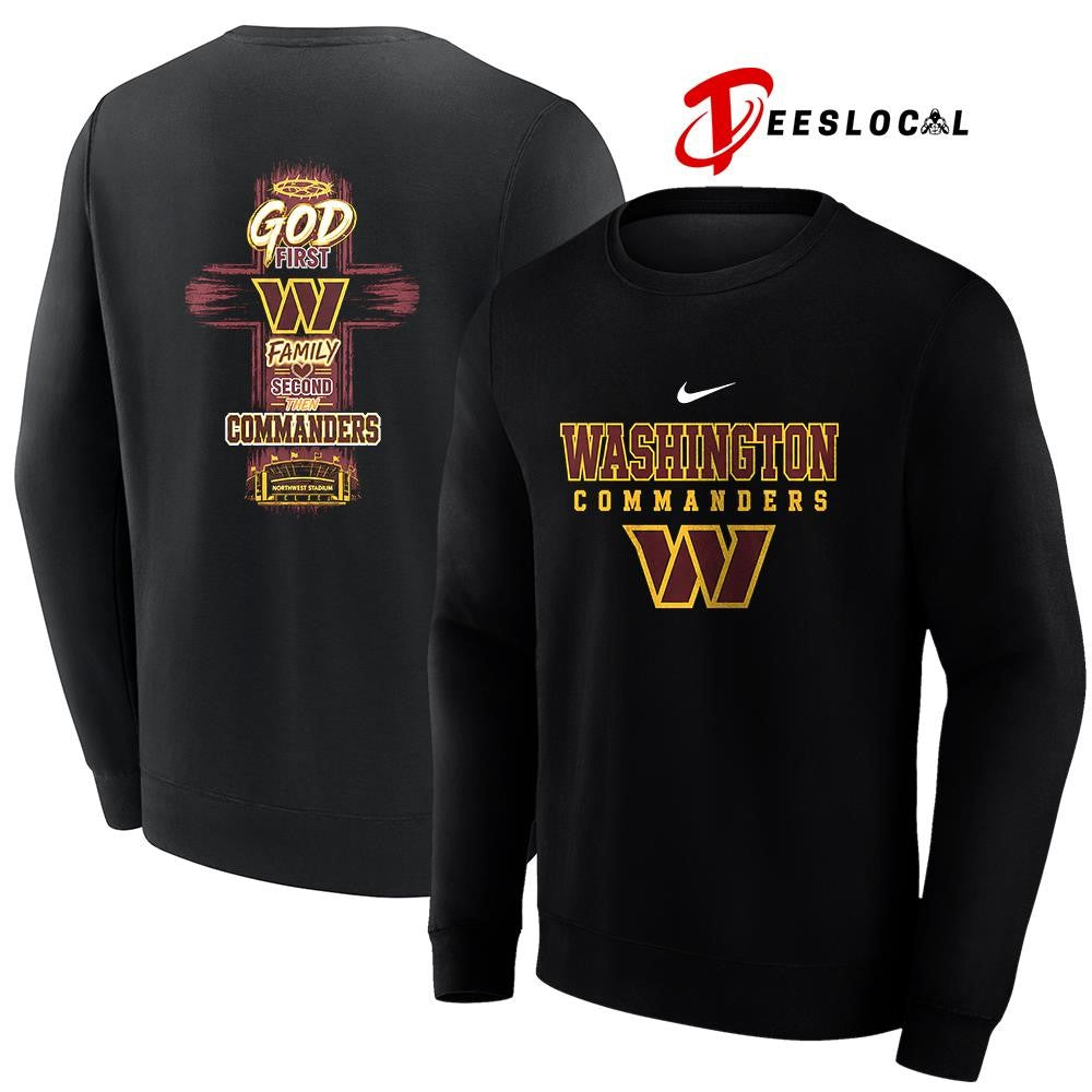Washington Commanders God first family second cross shirt