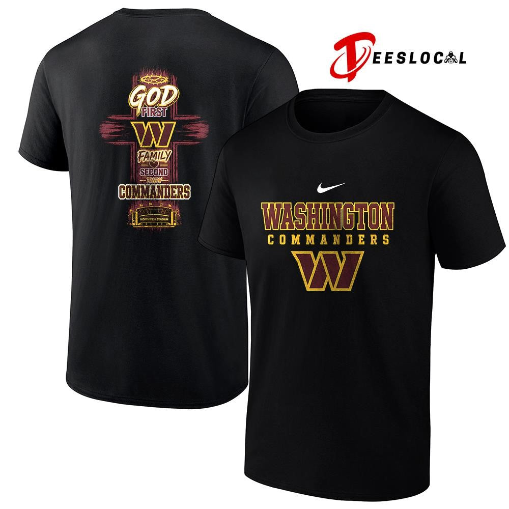 Washington Commanders God first family second cross shirt