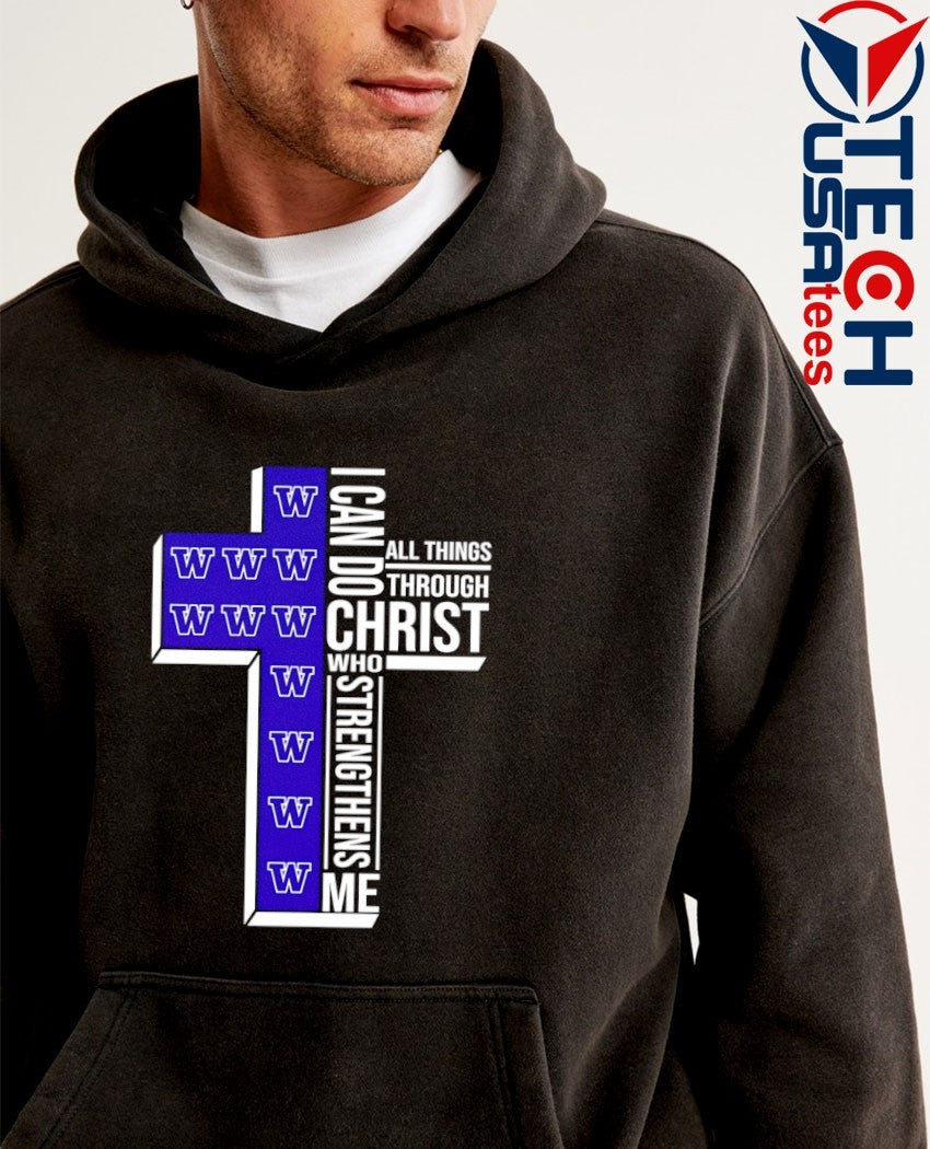 Washington Huskies Women’s Basketball cross I can do all things through christ who strengthens me shirt