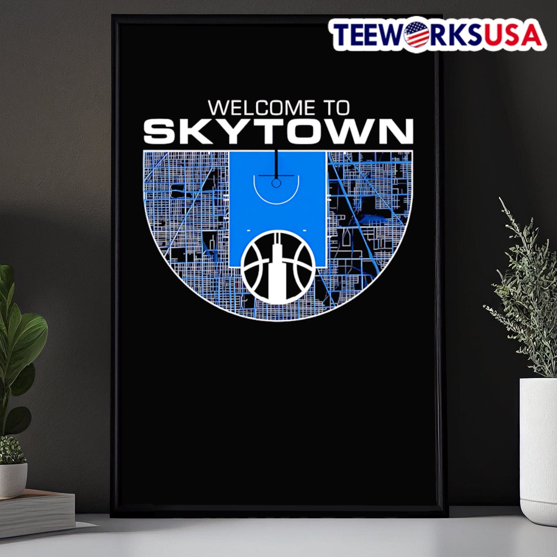 Welcome To Skytown Basketball Court City Map Shirt