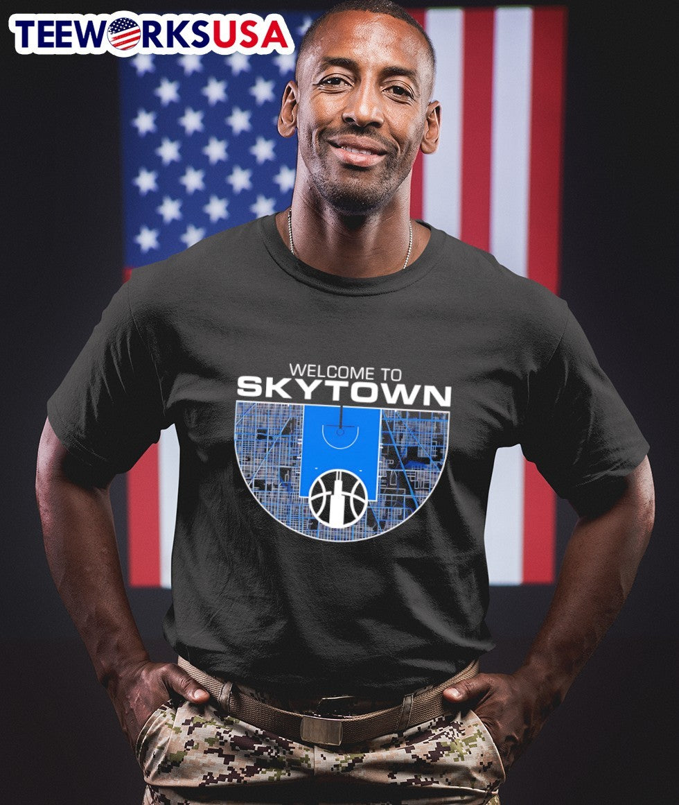 Welcome To Skytown Basketball Court City Map Shirt