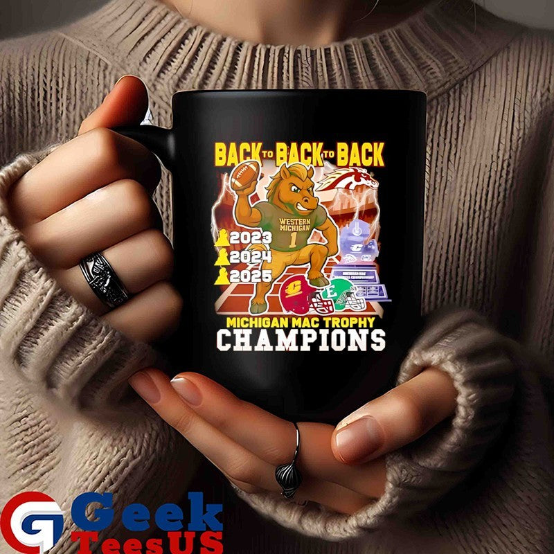 Western Michigan Broncos Michigan Mac Trophy Champions 2025 Back2Back mascot shirt