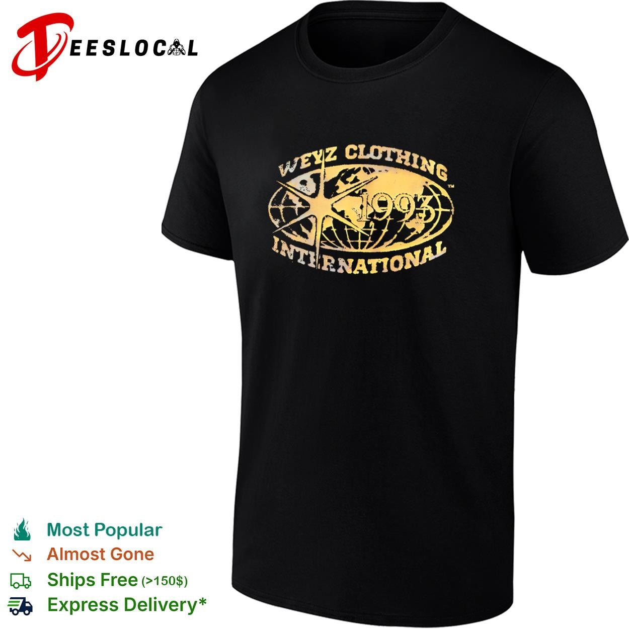Weyz Clothing International 1993 star globe graphic shirt