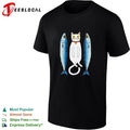 White cat with two fish meme shirt