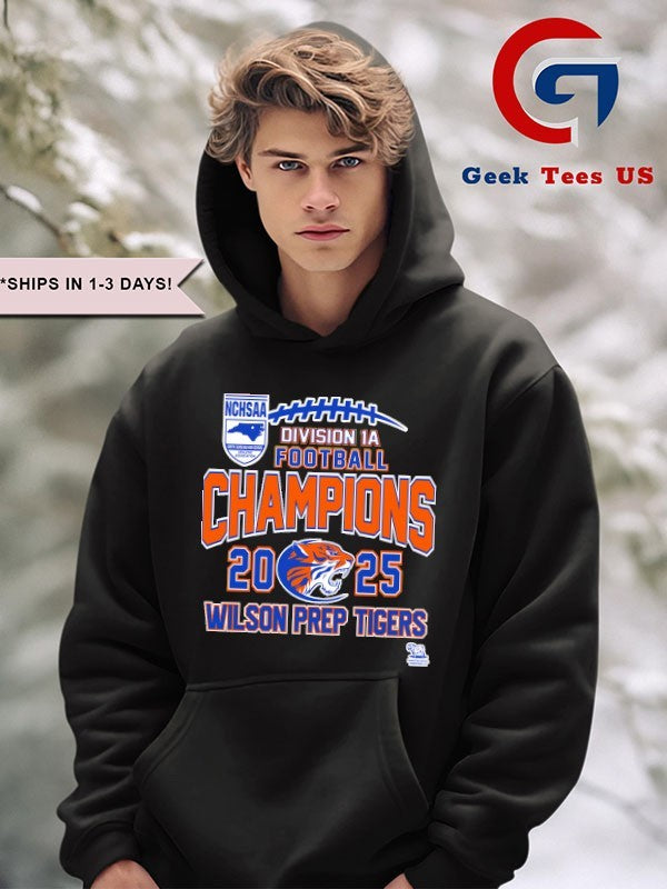 Wilson Prep Tigers NCHSAA Division 1A Football Champions 2025 T-shirt