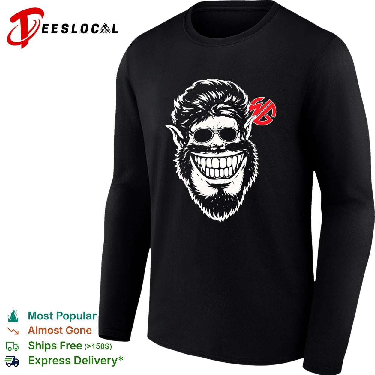 Wolfman grinning werewolf head with sunglasses classic horror monster shirt