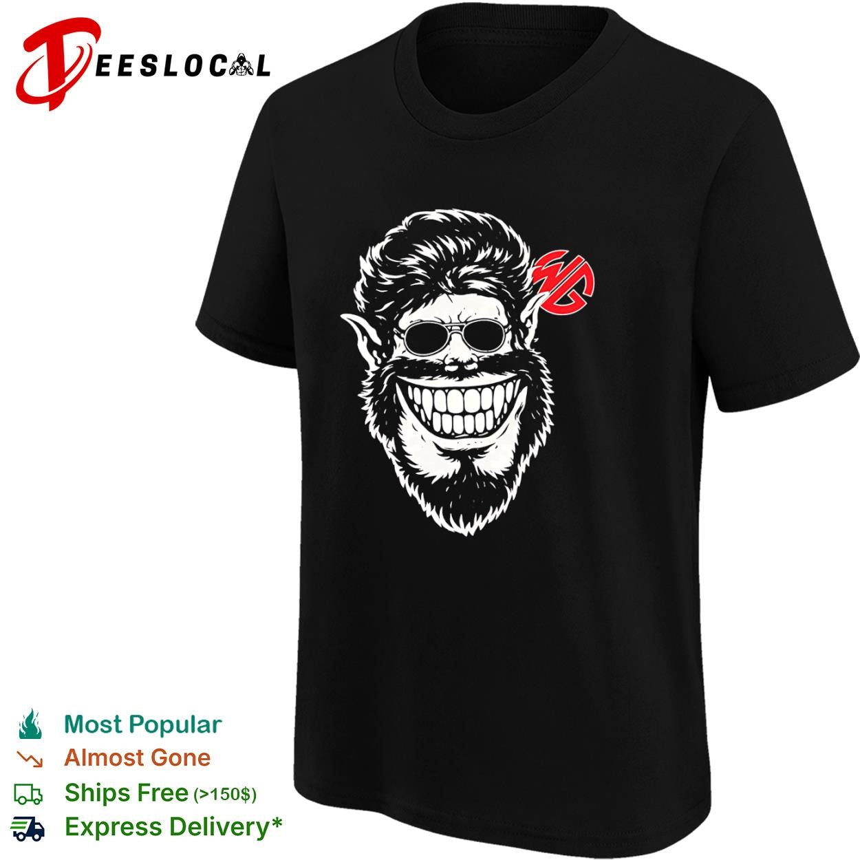 Wolfman grinning werewolf head with sunglasses classic horror monster shirt
