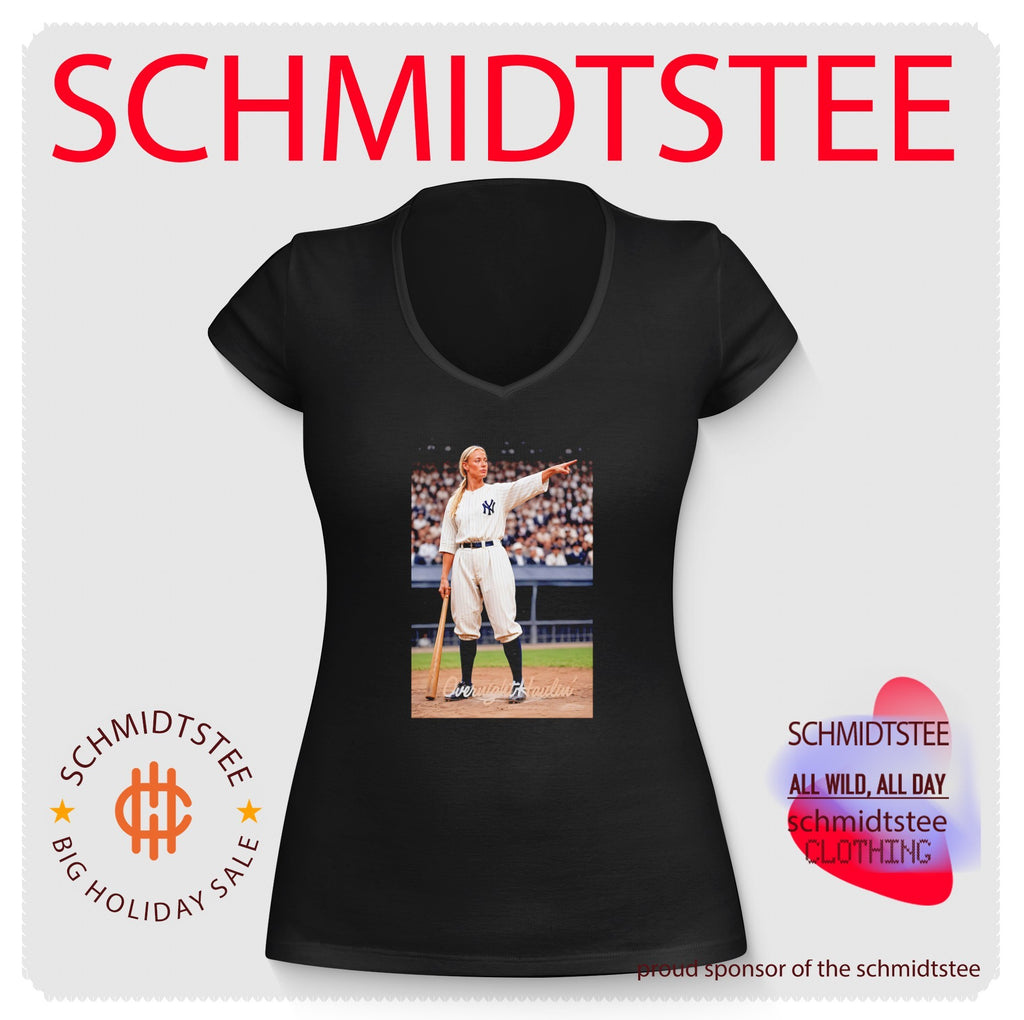 Woman Pointing in New York Yankees Uniform shirt
