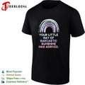 Your little ray of sarcastic sunshine has arrived rainbow retro shirt