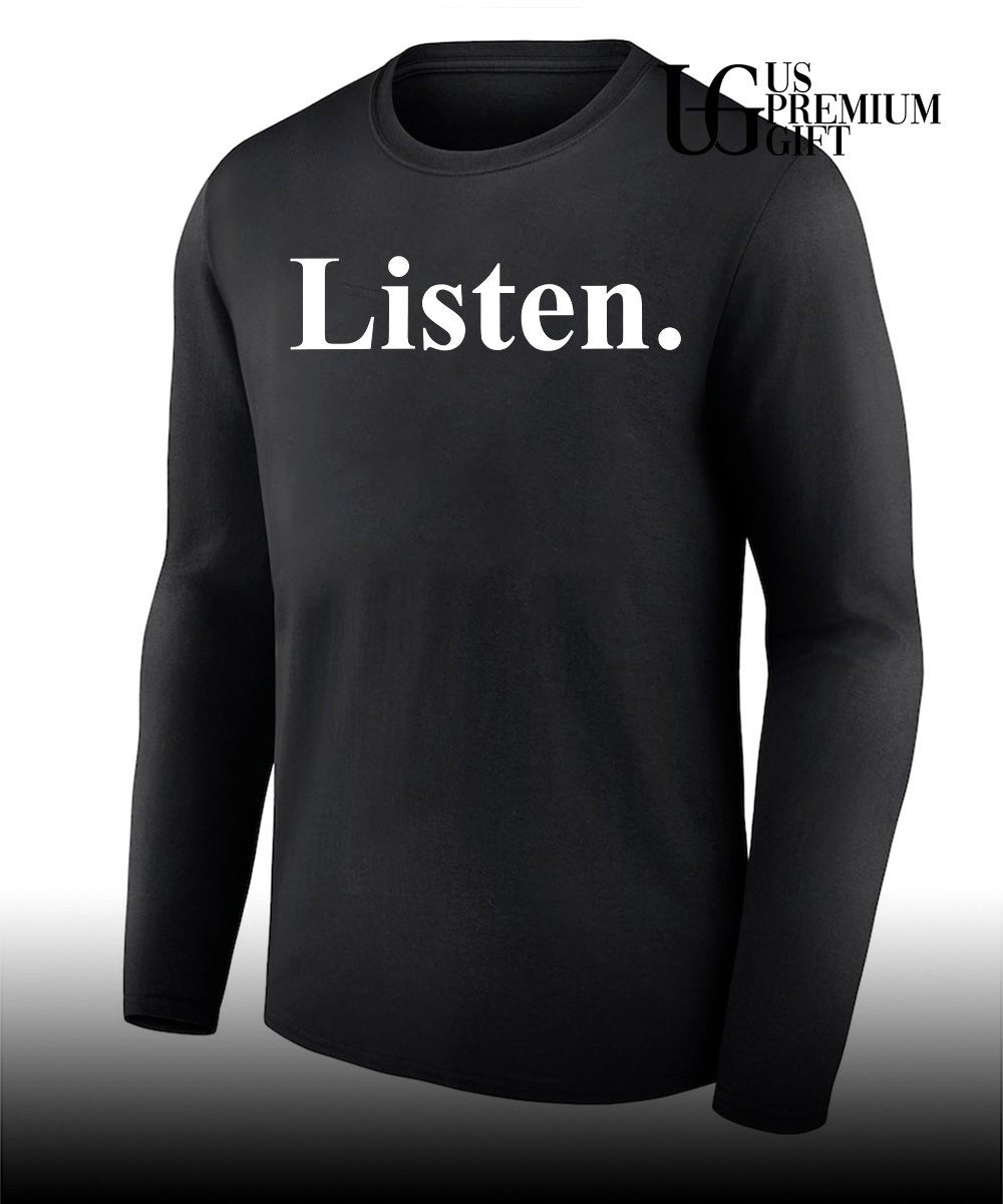 Zak Butters wearing Listen shirt