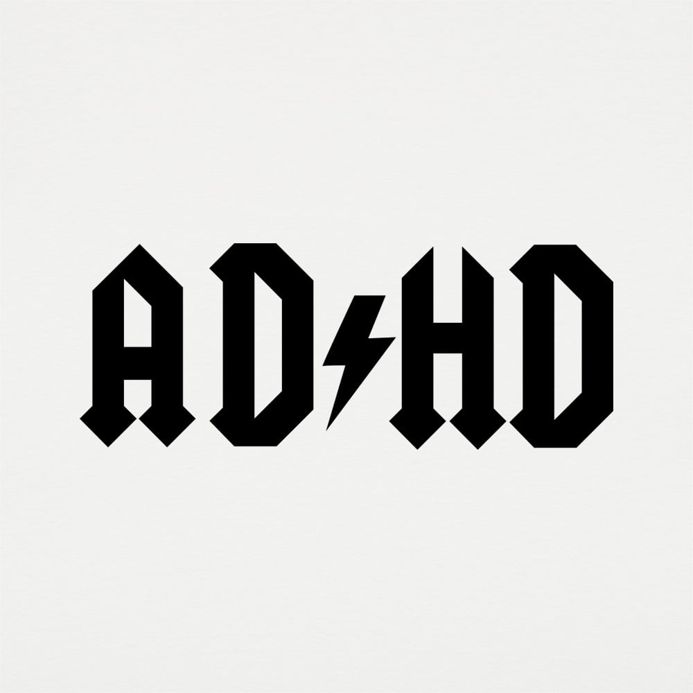 ADHD Lightning Bolt Rock Band Logo Parody