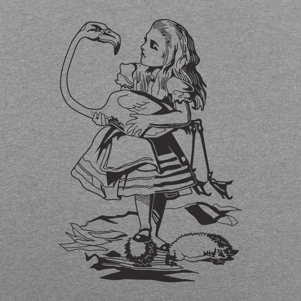Alice Holding a Flamingo Croquet Mallet