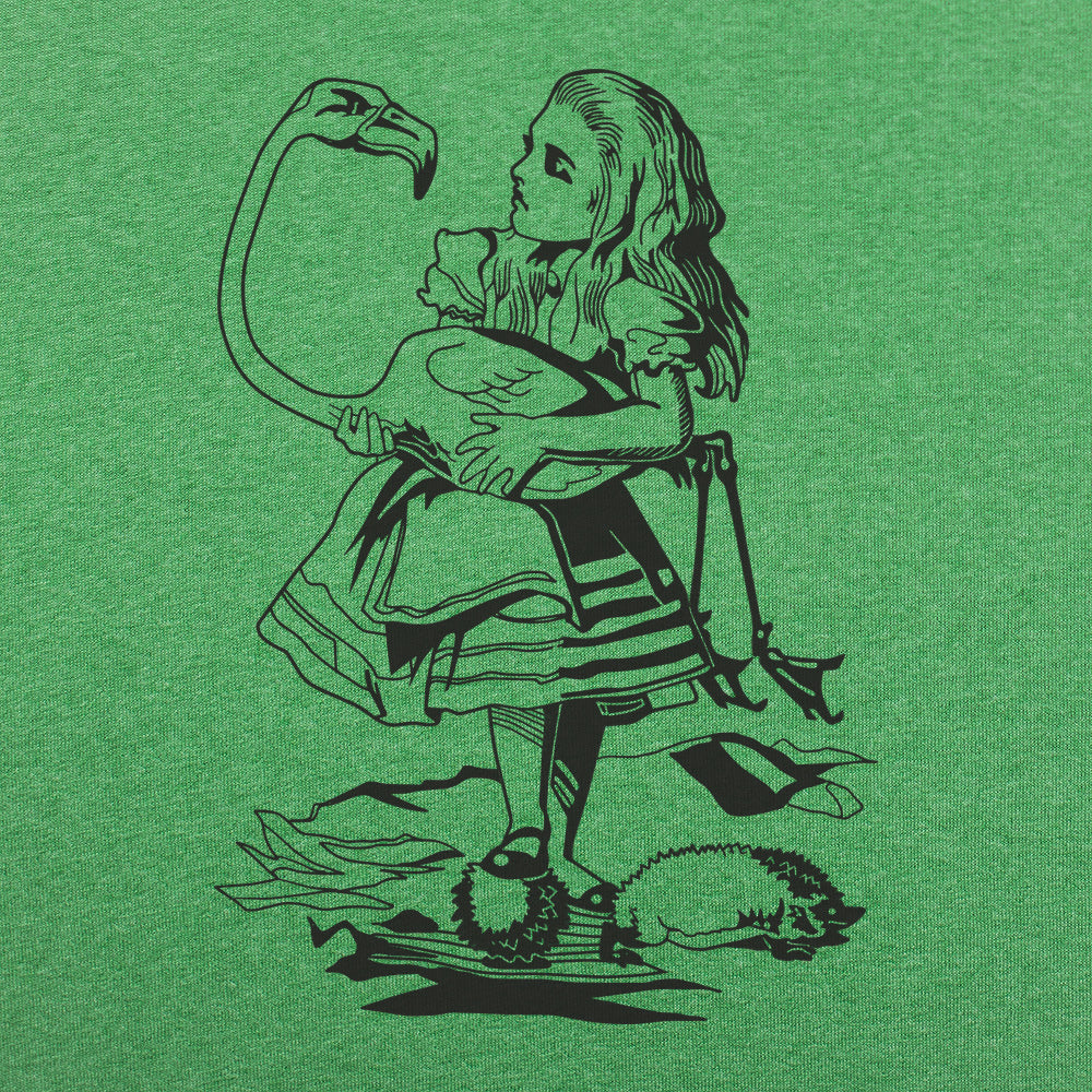 Alice Holding a Flamingo Croquet Mallet
