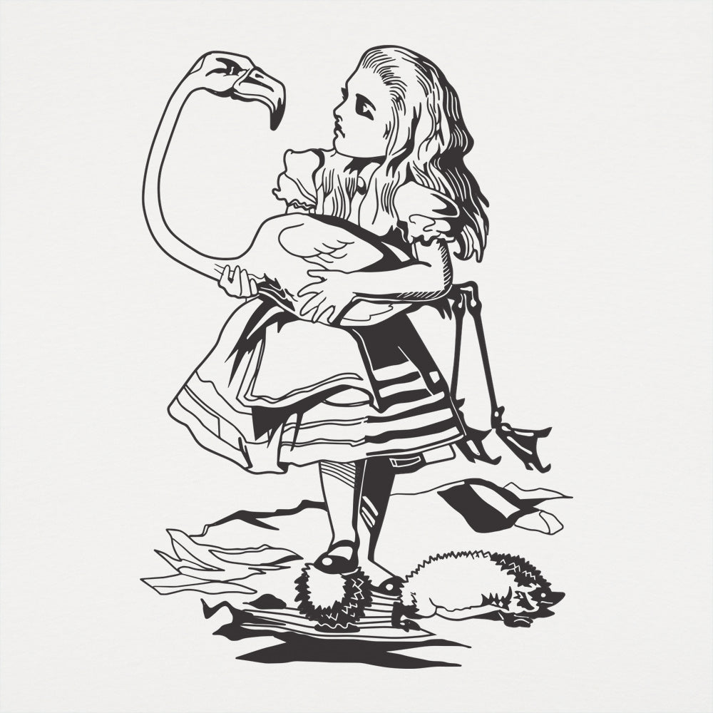 Alice Holding a Flamingo Croquet Mallet