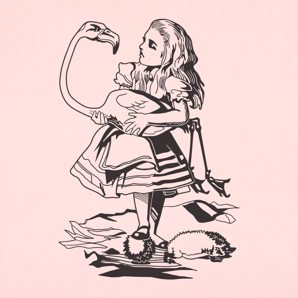 Alice Holding a Flamingo Croquet Mallet