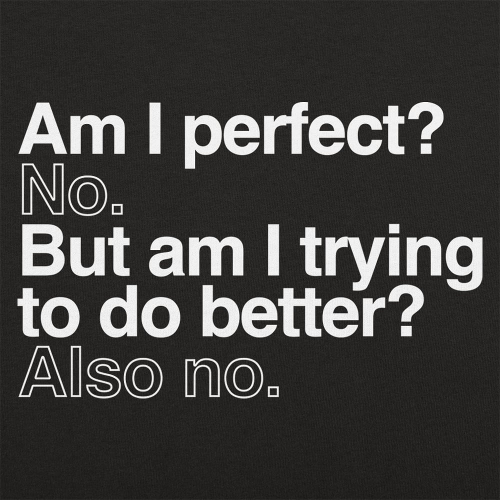 Am I Perfect? No, But Am I Trying to Do Better? Also No