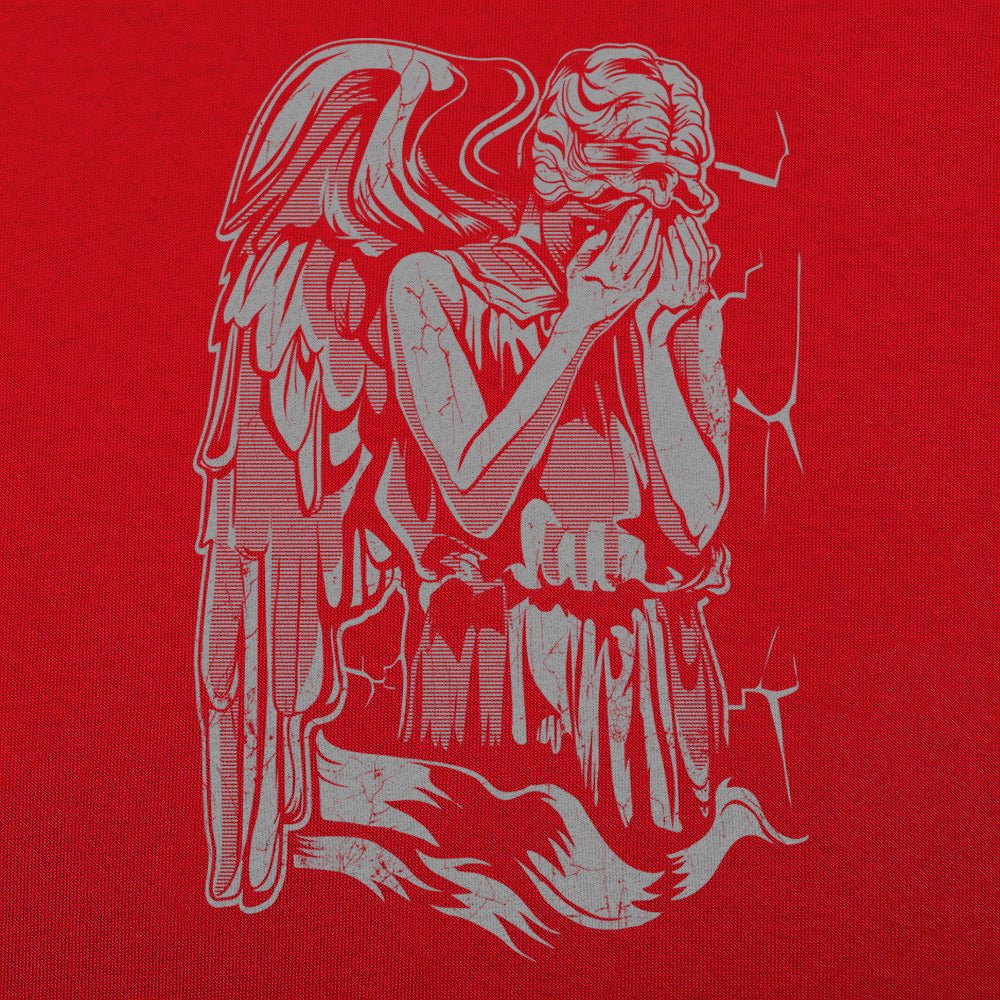 Angel Weeping Cracked Stone Statue Covering Its Face