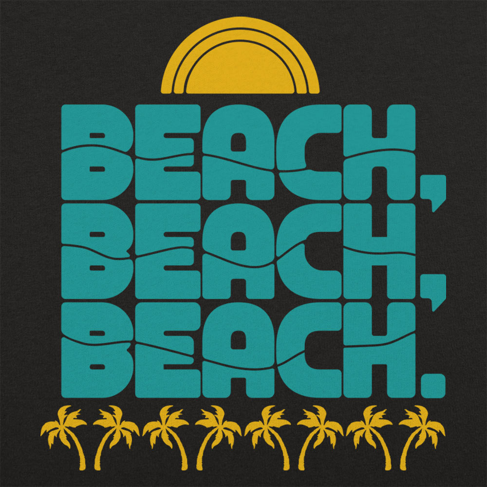 Beach, Beach, Beach Retro Sun and Palm Trees Design