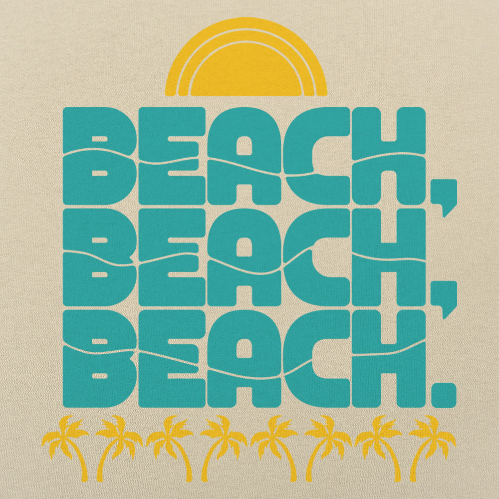 Beach, Beach, Beach Retro Sun and Palm Trees Design