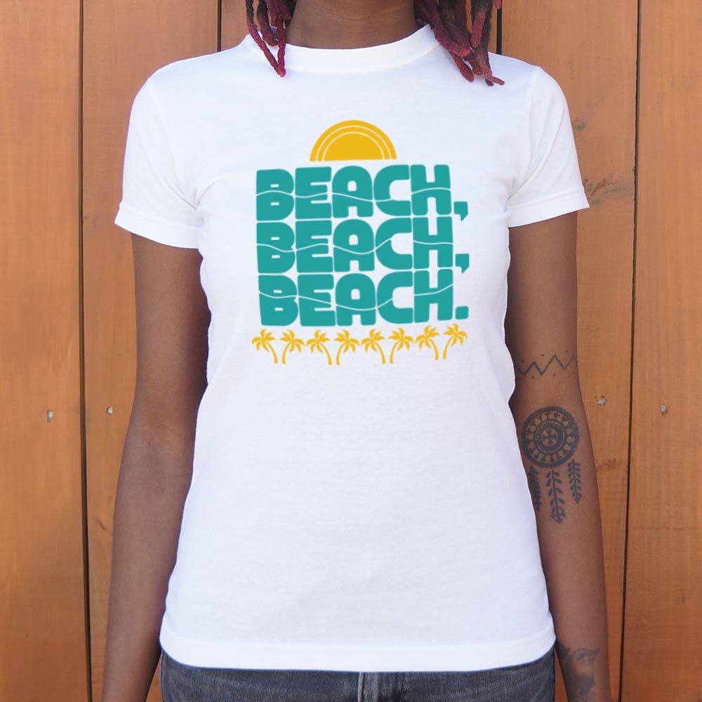 Beach, Beach, Beach Retro Sun and Palm Trees Design