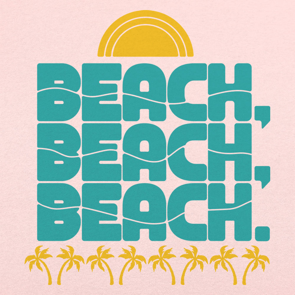 Beach, Beach, Beach Retro Sun and Palm Trees Design