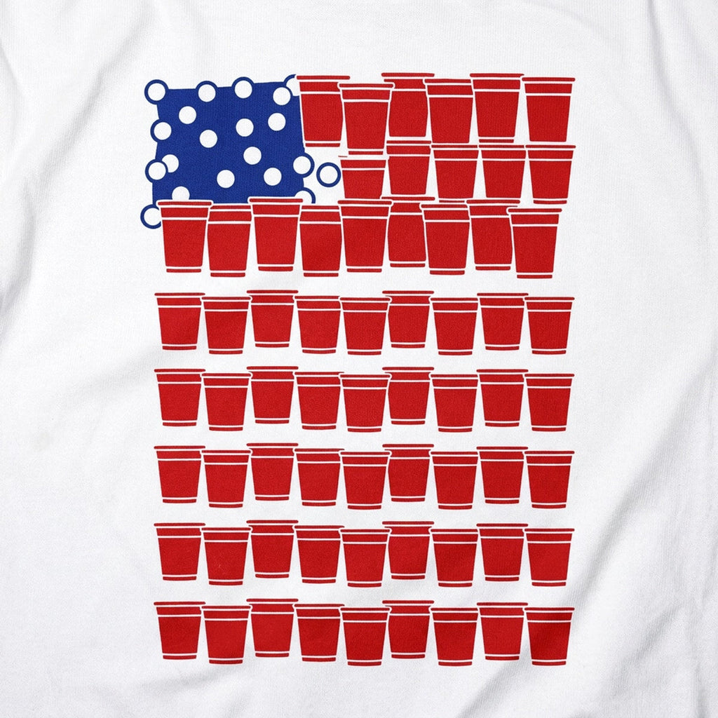 Beer Pong USA Flag Made of Red Cups and Ping Pong Balls