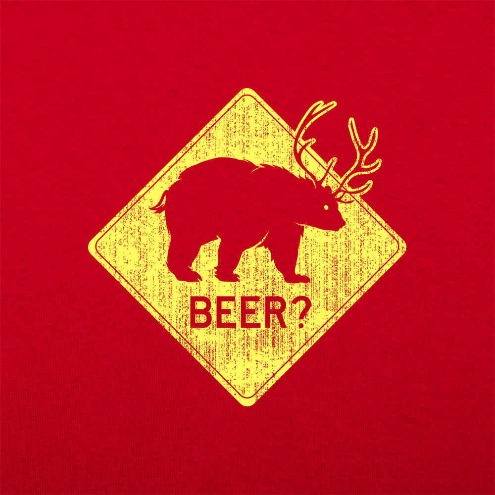 Beer Bear Deer Crossing Sign